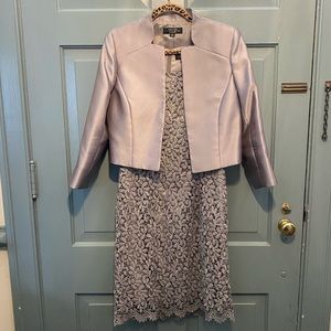 Tahari Luxe dress jacket silver grey size 8 luxe Arthur Levine evening